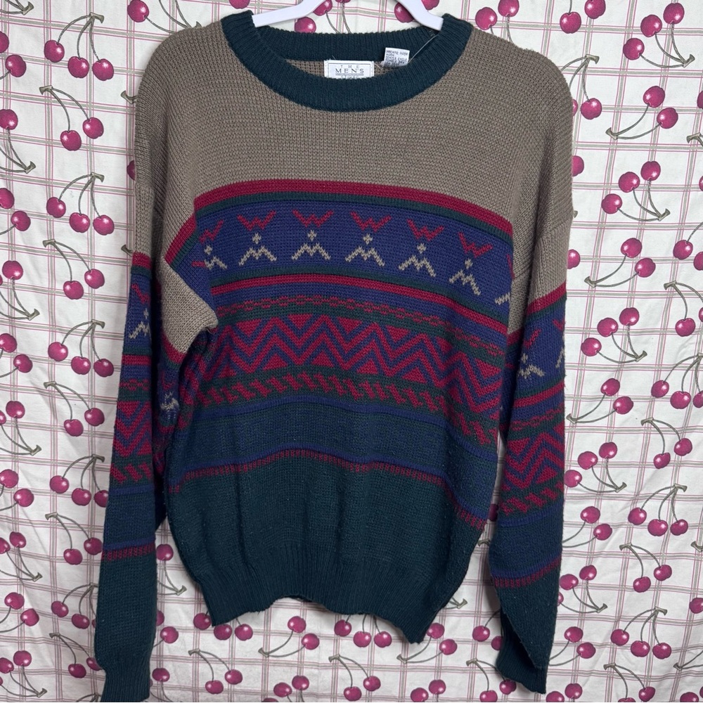 Vintage The Men's Store At Sears Colorful Geometric Crewneck Grandpa Sweater
